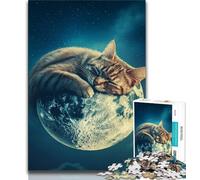 Puzzle da 1000 pezzi per adulti Gatto sulla luna, puzzle da 1000 pezzi per adulti e adolescenti, giochi educativi, decorazione per la casa, collezione di artisti, belle arti (38x26cm)
