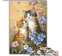 Puzzle da 1000 pezzi per adulti "Gatto tra i fiori", puzzle impegnativi 26x38cm, ideali per divertimento in famiglia, relax e regali per le feste