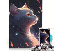 Puzzle da 1000 pezzi per adulti "Gatto tra le stelle", decorazione da parete, disegno da assemblare, regalo per amici e familiari 50x75cm