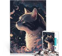 Puzzle da 1000 pezzi per adulti Gatto tra le stelle Difficile da completare ma divertente e umoristico Collezione di artisti, Belle arti 52x38cm