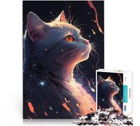 Puzzle da 1000 pezzi per adulti Gatto tra le stelle Giocattolo educativo intellettuale decomprimente con poster abbinato e foglio di quiz 38x26cm
