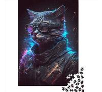 Puzzle da 1000 pezzi per adulti, gatto umano, 2 puzzle quadrati di carta, puzzle con pezzi unici, giochi educativi divertenti, giocattoli, 38x26 cm/1000 pezzi