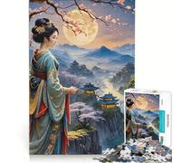 Puzzle da 1000 pezzi per adulti: Geisha che nutre le carpe koi, gioco educativo, rilassante e stimolante per la mente, ottimo regalo per gli appassionati di videogiochi 38x26cm