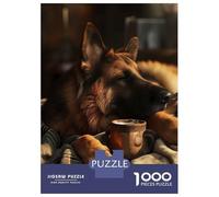 Puzzle Da 1000 Pezzi Per Adulti German Shepherd Coffee Puzzle Giochi Rilassanti Taglio Di Precisione Regali Unici Per Compleanni E Occasioni Speciali 38x26cm/1000pcs