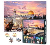 Puzzle da 1000 pezzi per adulti - Gerusalemme storico al crepuscolo, vintage panorama urbano di Israele, tavola puzzle di alta qualità con design antico, 27,5 x 19,7 pollici