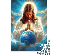 Puzzle da 1000 Pezzi per Adulti Gesù con la Terra: Gesù in Preghiera sulla Terra Impossibile Difficile Complesso ed Educativo Antistress 38x26cm/1000 pezzi