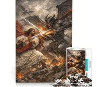 Puzzle da 1000 pezzi per adulti: Gesù Cristo che combatte il demone gioco rilassante assemblaggio di figure lista dei desideri con Babbo Natale 38x26cm