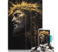 Puzzle da 1000 pezzi per adulti Gesù d'oro, gioco per famiglie antistress, sfida difficile, rafforza l'amore tra coppie per età 14+ 38x26cm