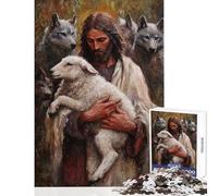Puzzle da 1000 pezzi per adulti Gesù e l'agnello puzzle per ragazzi giochi rilassanti ma divertenti e spiritosi compleanno e Natale (dimensioni 38x26cm)