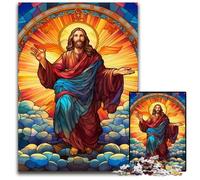 Puzzle da 1000 pezzi per adulti Gesù nel cielo Puzzle in legno Gioco interattivo per famiglie, regalo artigianale con opere d'arte colorate 50x75CM/19,68x29,52 pollici