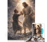 Puzzle da 1000 pezzi per adulti Gesù salva Pietro gioco rompicapo difficile compleanno e Natale 38x52cm