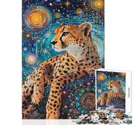 Puzzle da 1000 pezzi per adulti ghepardo nel cosmo giochi divertenti per adulti ideale per passare il tempo in casa stimolante e impegnativo (dimensioni 50x75cm)