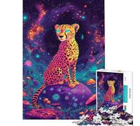 Puzzle da 1000 pezzi per adulti ghepardo neon nel mondo dei sogni Giocattolo avvincente per coltivare la pazienza gioco educativo con schema di assemblaggio regalo di compleanno (dimensioni 38x52cm)