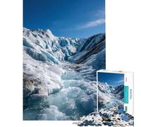 Puzzle da 1000 pezzi per adulti Ghiacciaio e ruscello sotto un cielo blu Impegnativo da completare ma divertente e umoristico Gioco rilassante per ragazzi dai 14 anni in su 38x26cm