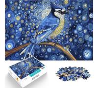 Puzzle da 1000 pezzi per adulti Ghiandaia azzurra in una notte stellata Assemblaggio del modello perché è ideale come regalo per tutta la famiglia 38x26cm