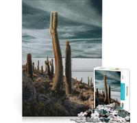 Puzzle da 1000 pezzi per adulti: Giardino di cactus sul Salar de Uyuni, gioco rompicapo, divertente antistress, ottimo regalo per gli appassionati di videogiochi 38x52cm