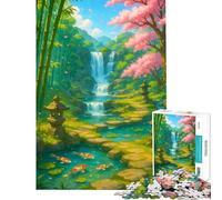 Puzzle da 1000 pezzi per adulti giardino giapponese con cascata e carpe koi giocattolo educativo gioco per famiglie decorazione perfetta regalo di compleanno (dimensioni 38x52cm)