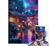 Puzzle da 1000 pezzi per adulti Giardino giapponese di notte con cancello Torii gioco rompicapo taglio di precisione regalo di compleanno regalo (Dimensioni 38x52cm)