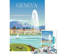 Puzzle da 1000 pezzi per adulti Ginevra Svizzera Giochi rilassanti giocattoli che creano dipendenza per coltivare la pazienza Regalo di compleanno per divertimento in famiglia (dimensioni 38x26cm)