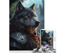 Puzzle da 1000 pezzi per adulti giocattolo da parete con lupo eroico e samurai ottimo regalo per i giochi pratico elenco dei desideri con Babbo Natale dimensioni 38x26cm