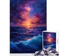 Puzzle da 1000 pezzi per adulti giocattolo educativo con tramonto stellato sul mare ottimo regalo e gioco per famiglie per compleanno Natale dimensioni 38x52cm