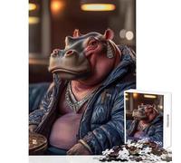 Puzzle da 1000 pezzi per adulti giocattolo educativo HipHop Ippopotamo ottimo regalo e gioco per famiglie per compleanno Natale dimensioni 38x26cm