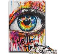 Puzzle da 1000 pezzi per adulti, giocattolo educativo per l'apprendimento dei graffiti sugli occhi, ideale come regalo per tutta la famiglia, 26x38cm