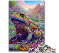 Puzzle da 1000 pezzi per adulti, giocattolo educativo per l'apprendimento, raffigurante una rana psichedelica, ideale come regalo per tutta la famiglia, 26x38cm