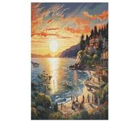 Puzzle Da 1000 Pezzi Per Adulti Giochi Di Antistress DIY Creativo Regalo Sunset over The Harbour Decorazione Casa Puzzles Di Legno 78×53cm