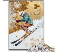 Puzzle da 1000 pezzi per adulti, gioco di attività per famiglie con sciatori, rompicapo stimolante dimensioni 26x38cm