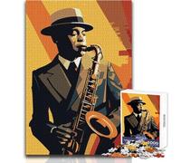 Puzzle da 1000 pezzi per adulti, gioco educativo per famiglie, musica jazz in stile Art Déco, regali per donne, regali di Babbo Natale segreto, dimensioni 38x52cm