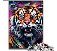 Puzzle da 1000 pezzi per adulti, gioco interattivo per famiglie con tigre psichedelica, decorazione fai da te per la casa, sfida per la mente (dimensioni: 50x75cm)