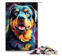 Puzzle da 1000 pezzi per adulti gioco psichedelico colorato con Rottweiler ideale come regalo per tutta la famiglia 75x50 cm.
