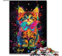 Puzzle da 1000 pezzi per adulti, gioco rompicapo a forma di gatto al neon per adolescenti, regalo perfetto per una serata di giochi in famiglia dimensioni 50x75cm