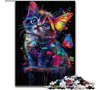 Puzzle da 1000 pezzi per adulti, gioco rompicapo a forma di gatto al neon per adolescenti, regalo perfetto per una serata di giochi in famiglia (dimensioni 26x38cm)