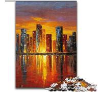 Puzzle da 1000 pezzi per adulti, gioco rompicapo con città in vetro colorato per adolescenti, regalo perfetto per una serata di giochi in famiglia (dimensioni 26x38cm)
