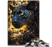 Puzzle da 1000 pezzi per adulti, gioco rompicapo con leopardo nero dorato, gioco educativo per compleanno, Natale, per età 14 anni, 26x38cm