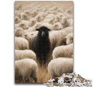 Puzzle da 1000 pezzi per adulti, gioco rompicapo con pecore bianche e nere, decorazione da parete, regali unici per compleanno e Natale, 38x26cm