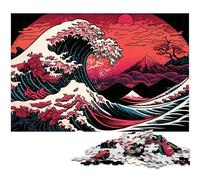 Puzzle da 1000 pezzi per adulti, gioco rompicapo in cartone "Onde giapponesi", gioco interattivo per famiglie, adatto dai 14 anni in su, 26X38CM/10,23x14,96 pollici.
