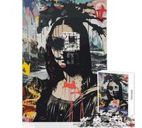 Puzzle da 1000 pezzi per adulti,Gioconda,stile Basquiat,decorazione per la casa,giocattoli,opere d'arte,regalo,giochi per famiglie,con poster e quiz abbinati,dimensioni del foglio: 38x26cm