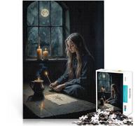 Puzzle da 1000 pezzi per adulti Giovane strega che disegna un simbolo magico Gioco intellettuale è ideale come regalo per tutta la famiglia 75x50cm