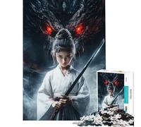 Puzzle da 1000 pezzi per adulti giovani samurai e draghi Attività divertenti da fare a casa donne Gioco rompicapo per maggiori di 14 anni (38x26cm)