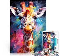 Puzzle da 1000 pezzi per adulti, Giraffa Acquarello, giocattoli anti-stress, 19,7 pollici x 29,5 pollici, migliorano la memoria per adolescenti da 14 anni e oltre