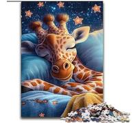 Puzzle da 1000 pezzi per adulti, giraffa addormentata, puzzle impegnativi, decorazione artistica, giocattolo di intelligenza per giochi al chiuso in famiglia (dimensioni 50x75cm)