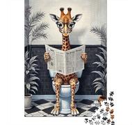 Puzzle da 1000 Pezzi per Adulti Giraffa che Legge il Giornale: Riflesso del Cavallo Arcobaleno Impossibile Difficile Complesso ed Educativo Antistress 70x50cm/1000 pezzi