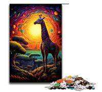 Puzzle da 1000 pezzi per adulti giraffa colorata gioco rilassante per famiglie antistress sfida difficile 75x50 cm