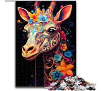 Puzzle da 1000 pezzi per adulti, giraffa colorata in legno, regalo perfetto per bambini dai 14 anni in su, 50x75cm, divertente lavoretto per famiglie, perfetto per compleanni e feste