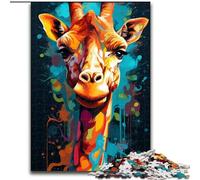 Puzzle da 1000 pezzi per adulti, giraffa colorata in legno, regalo perfetto per bambini dai 14 anni in su, 50x75cm, gioco rompicapo per adolescenti, regalo perfetto per le feste