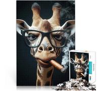 Puzzle da 1000 pezzi per adulti Giraffa cool con sigaro Giocattolo educativo intellettuale decomprimente Regalo di compleanno, regali, arte murale 75x50cm