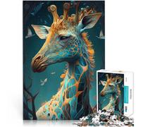 Puzzle da 1000 pezzi per adulti Giraffa del regno incantato Giocattolo educativo per l'apprendimento Lista dei desideri con Babbo Natale 52x38cm